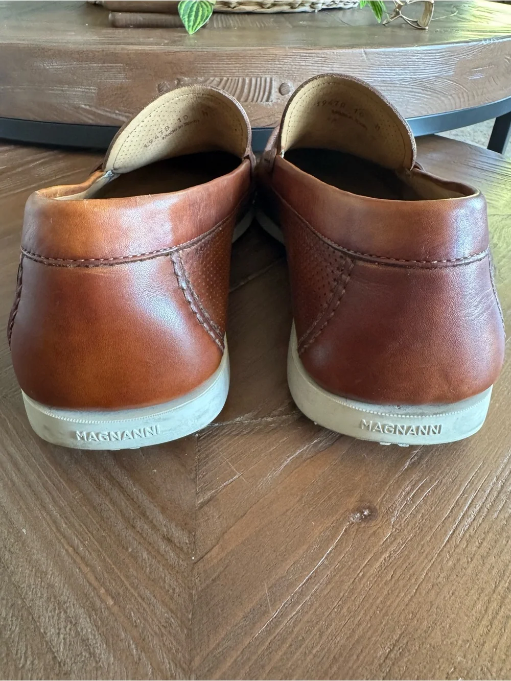 Magnanni Brown Perforated Leather Bit Loafers